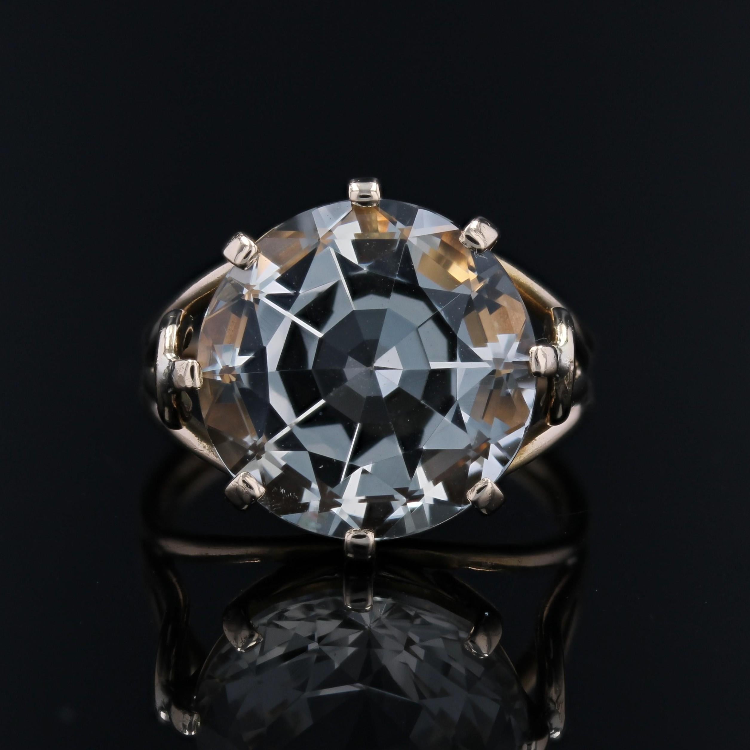 Béryl jaune des années 1960 Bague cocktail rétro en or jaune 18 carats Bon état - En vente à Poitiers, FR