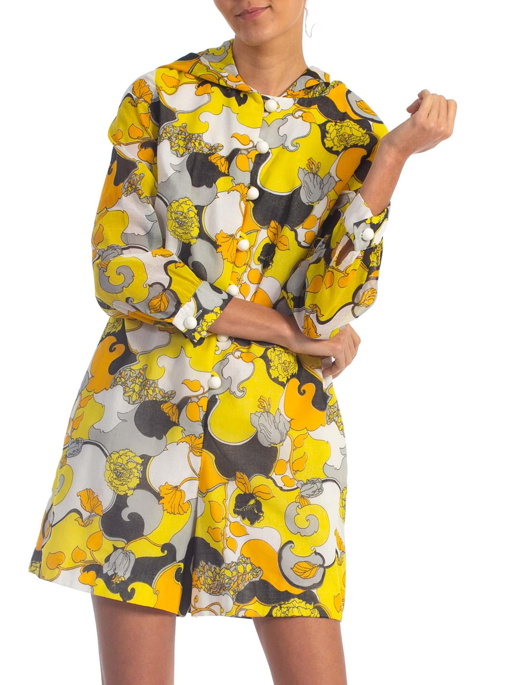 1960S Jumpsuit à capuche en coton pelouse jaune en vente 3