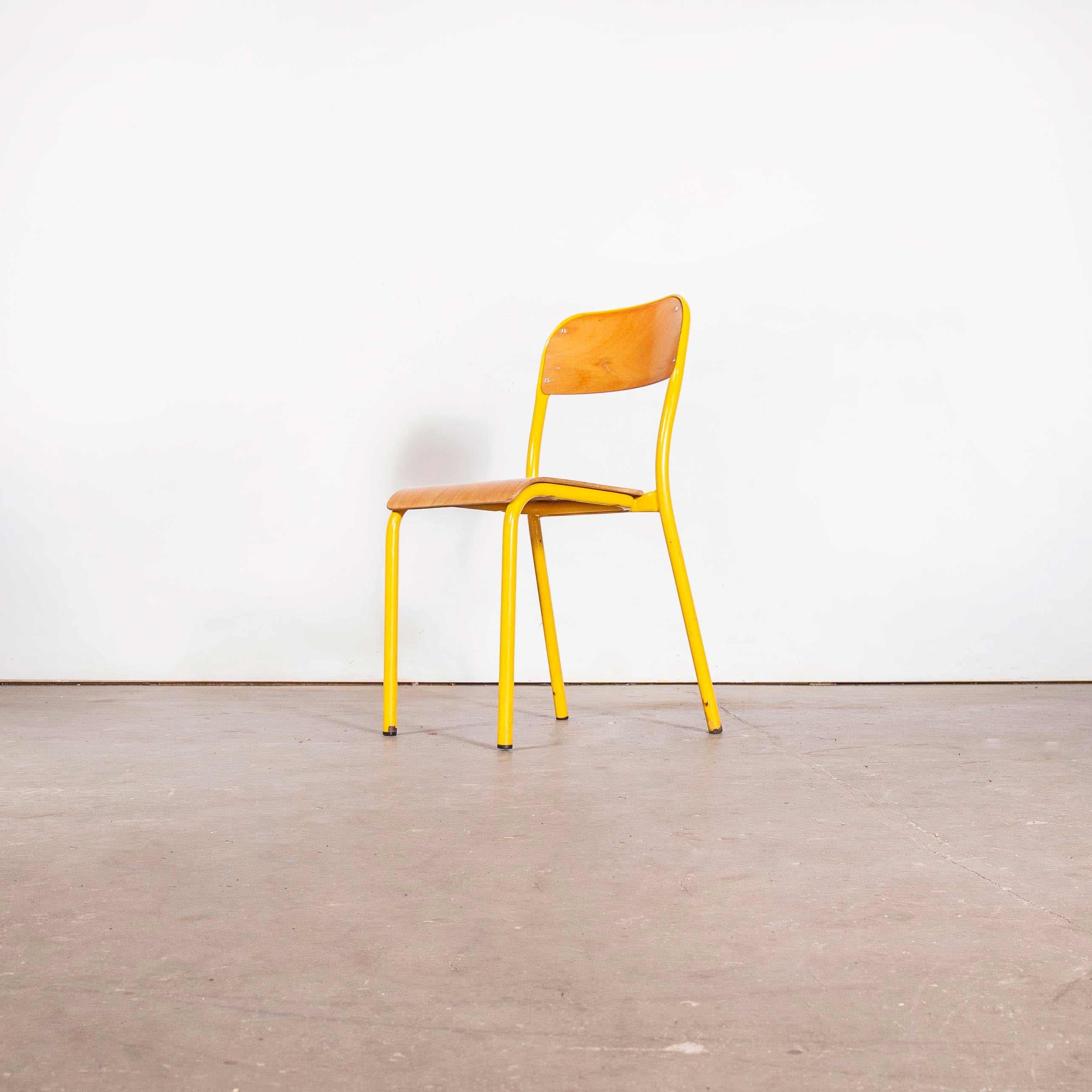 1960s yellow framed stacking school dining chairs – various quantities available
1960s British beech stacking dining chairs – fabulous yellow – good quantities available. We have a batch of these brilliant high quality practical stacking chairs.