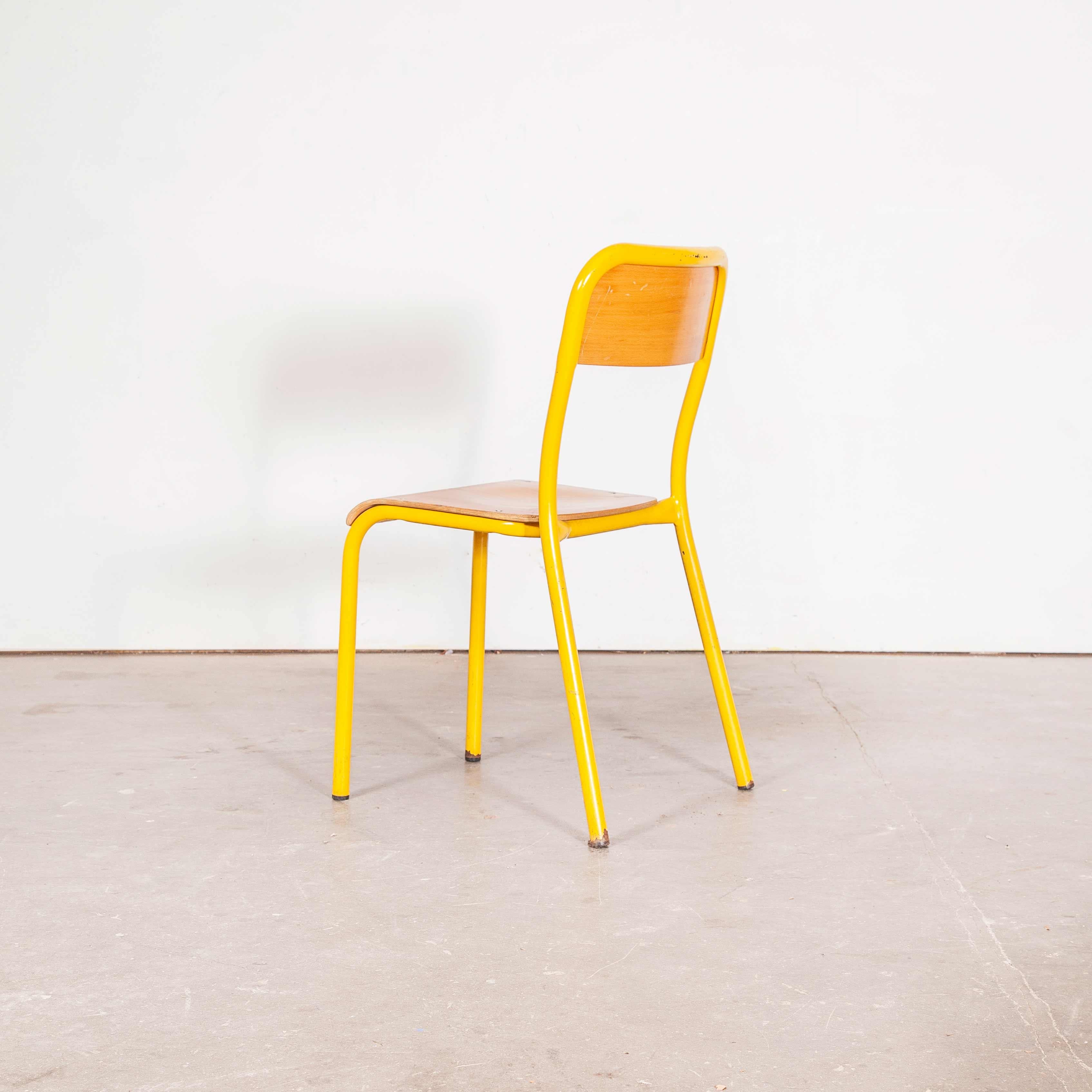 1960s Yellow Framed Stacking School Dining Chairs, Various Quantities Available In Good Condition In Hook, Hampshire