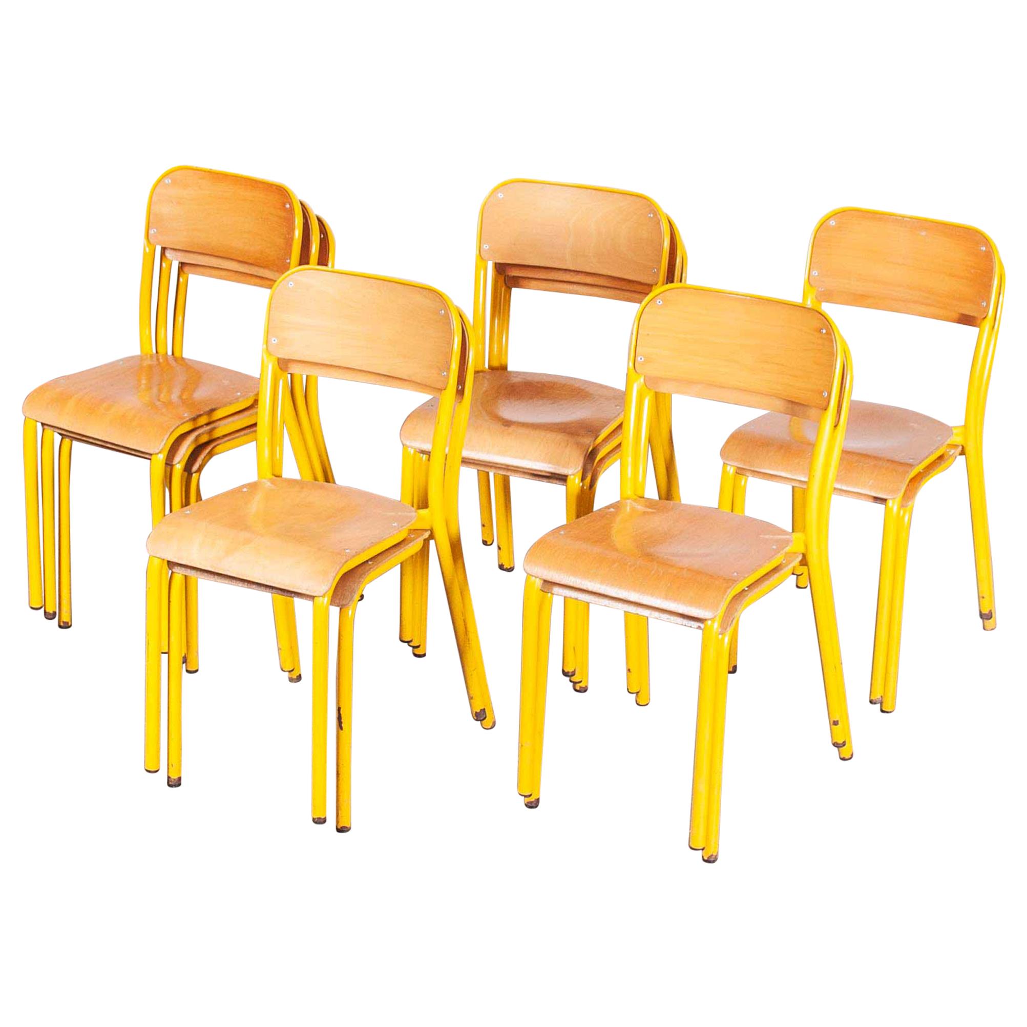 1960s Yellow Framed Stacking School Dining Chairs, Various Quantities Available