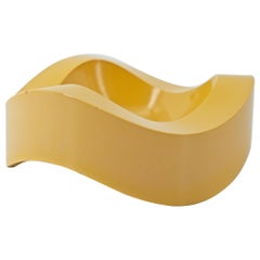 1960s Yellow German Pop Art Undulating Tripod Key Candy Dish Table Sculpture