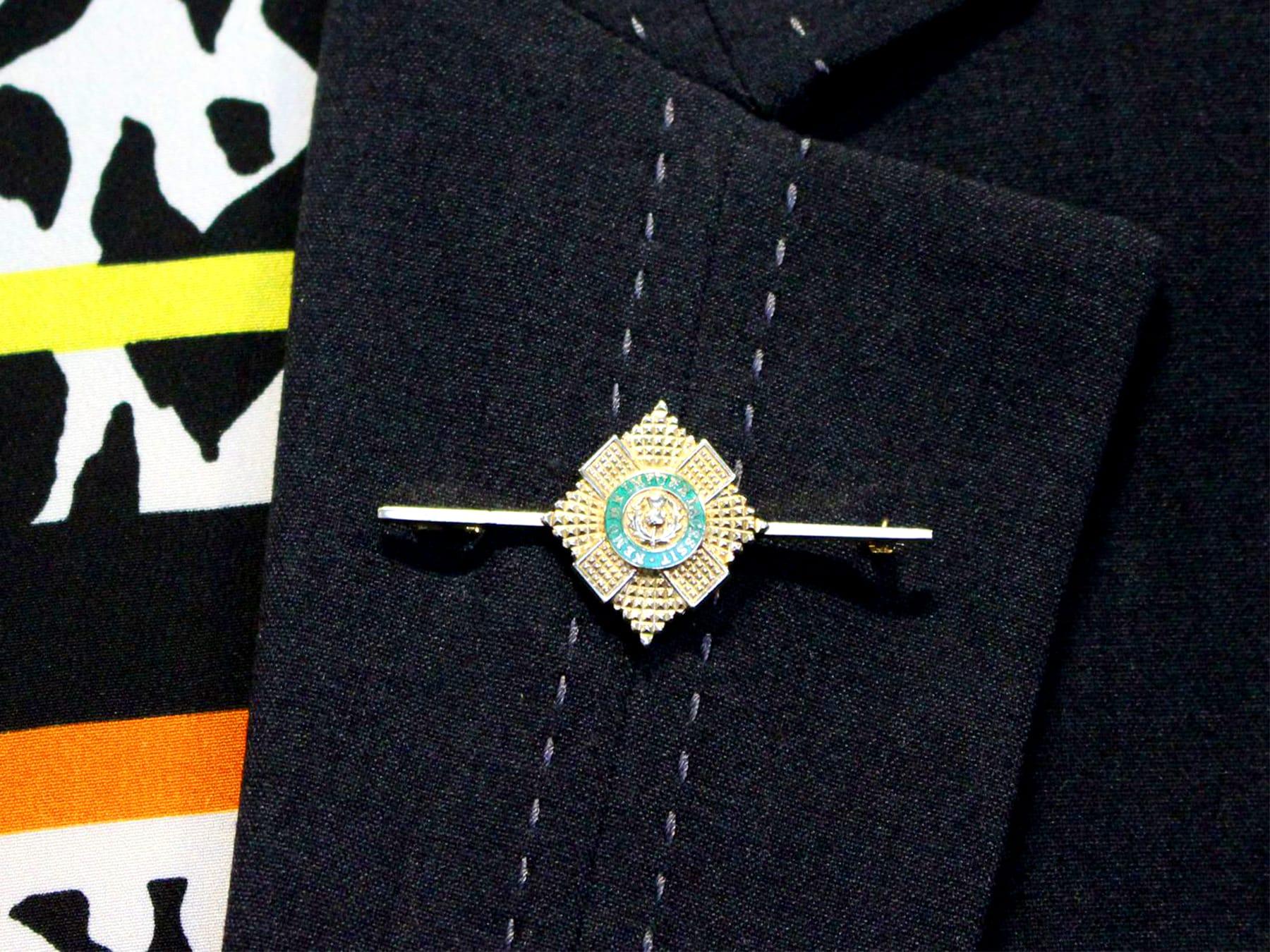 1960s Yellow Gold and Green Enamel Scots Guard Brooch 3