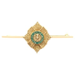 1960s Yellow Gold and Green Enamel Scots Guard Brooch