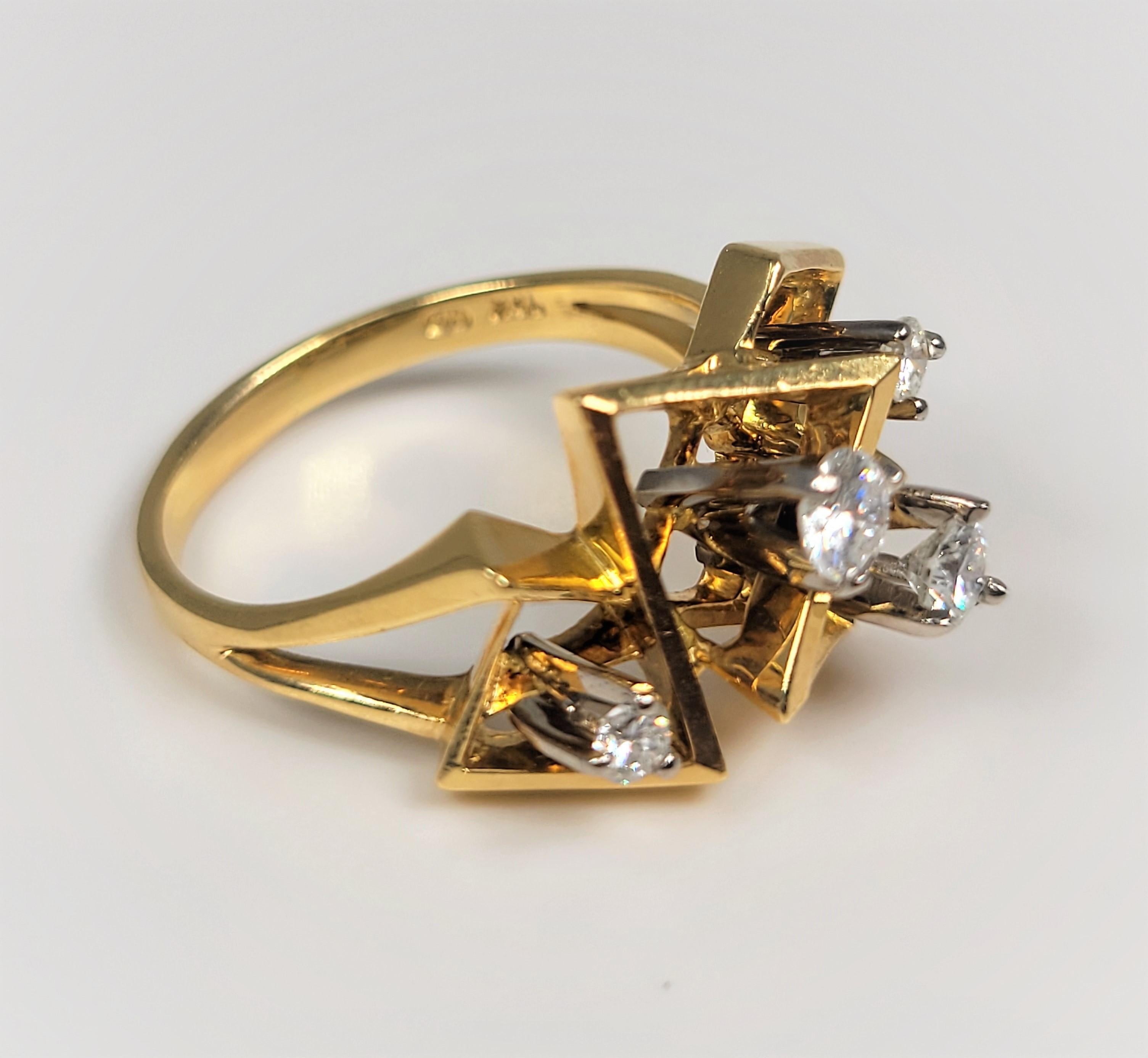 Women's or Men's 1960's Yellow Gold Diamond Ring For Sale