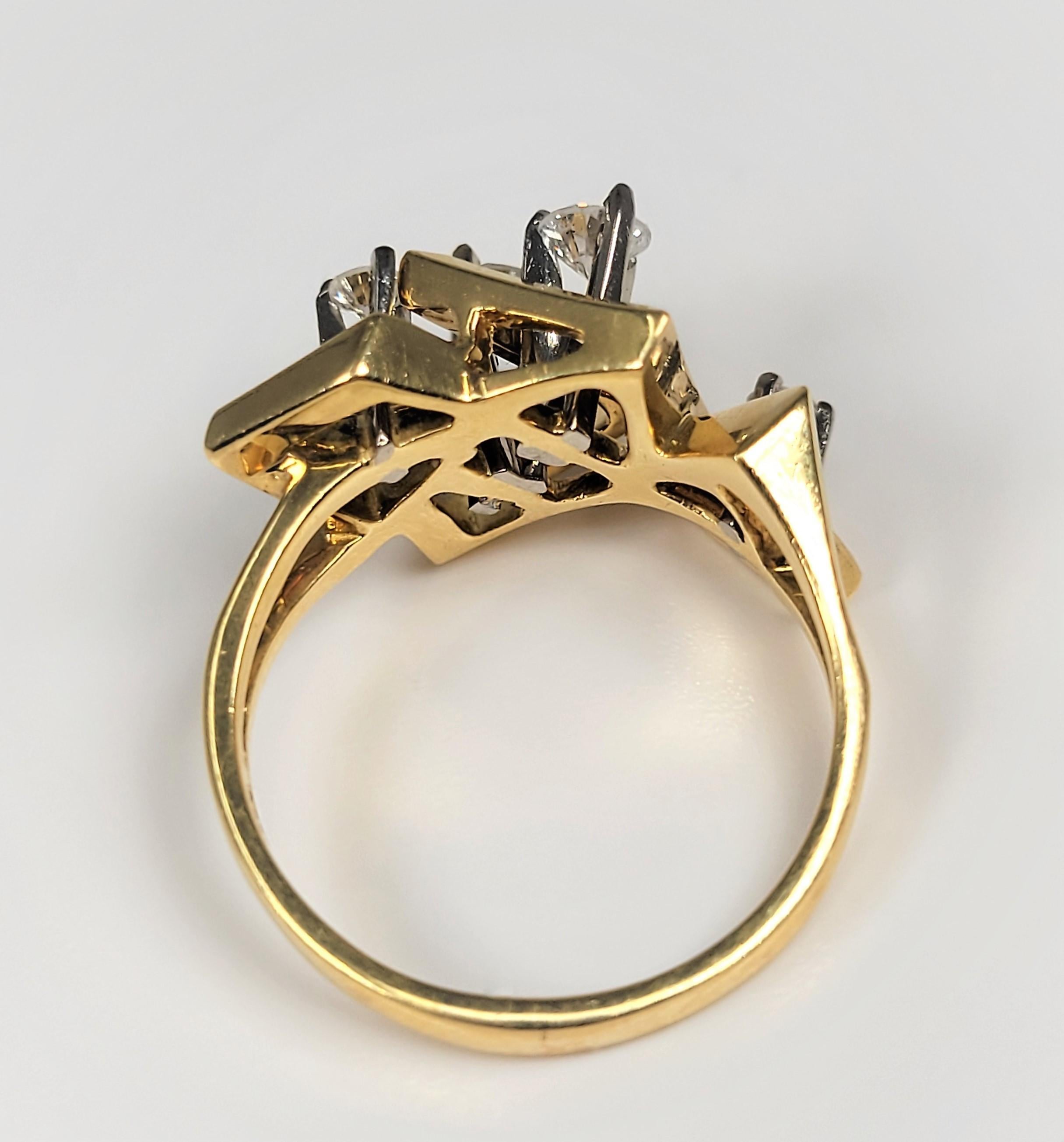 1960's Yellow Gold Diamond Ring For Sale 1