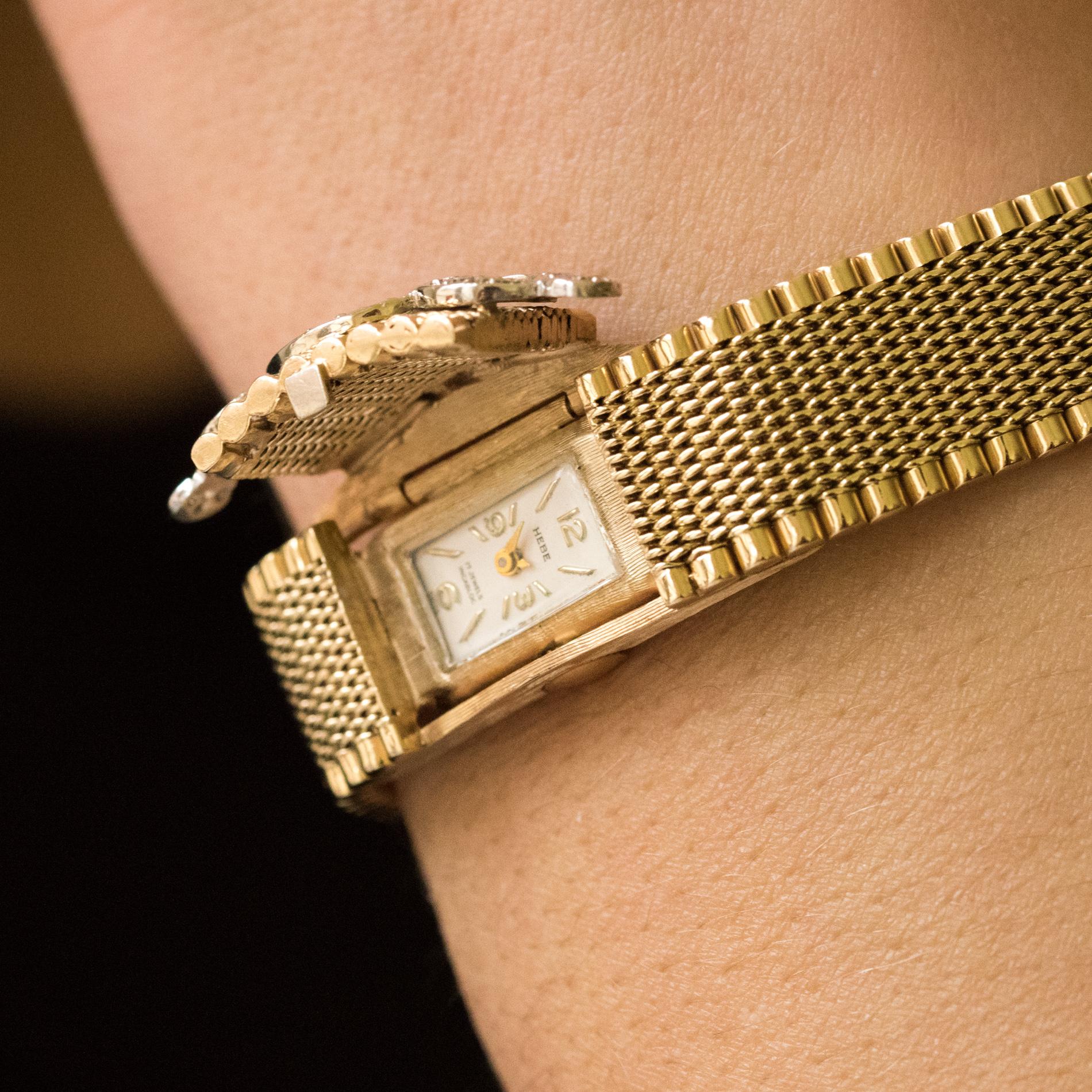 1960s Yellow Gold Diamonds Jewel Ladies Wristwatch 1
