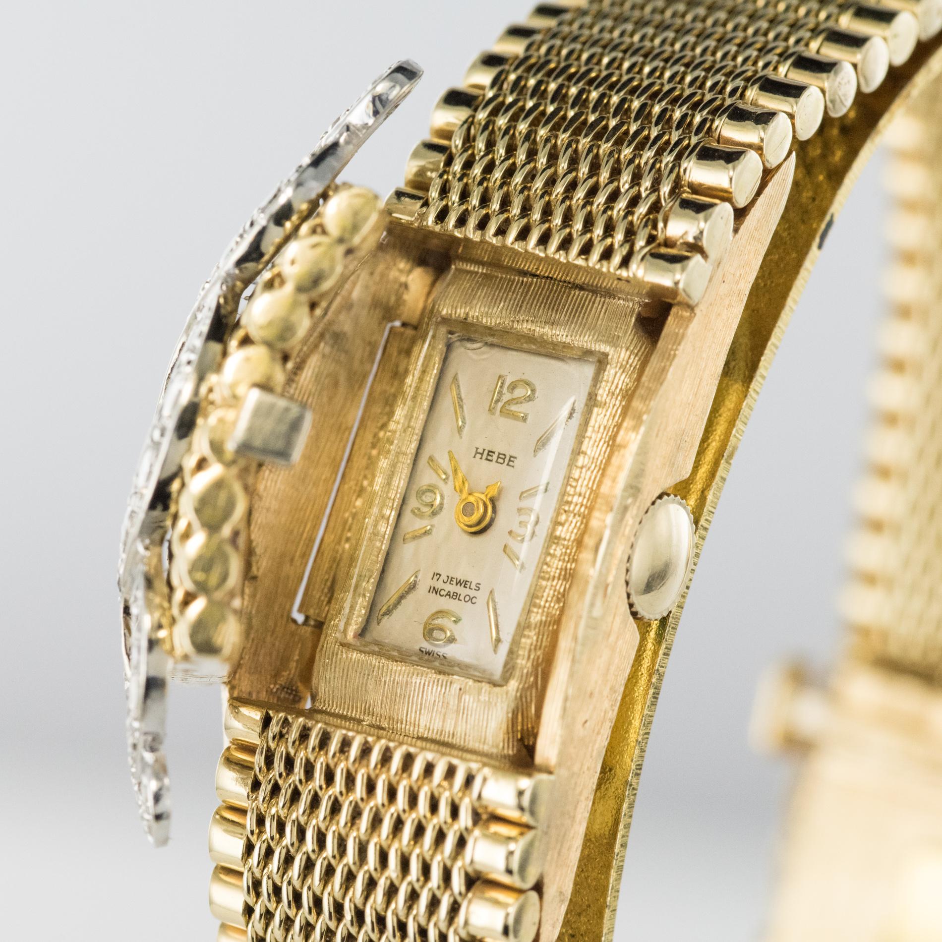 1960s Yellow Gold Diamonds Jewel Ladies Wristwatch 2