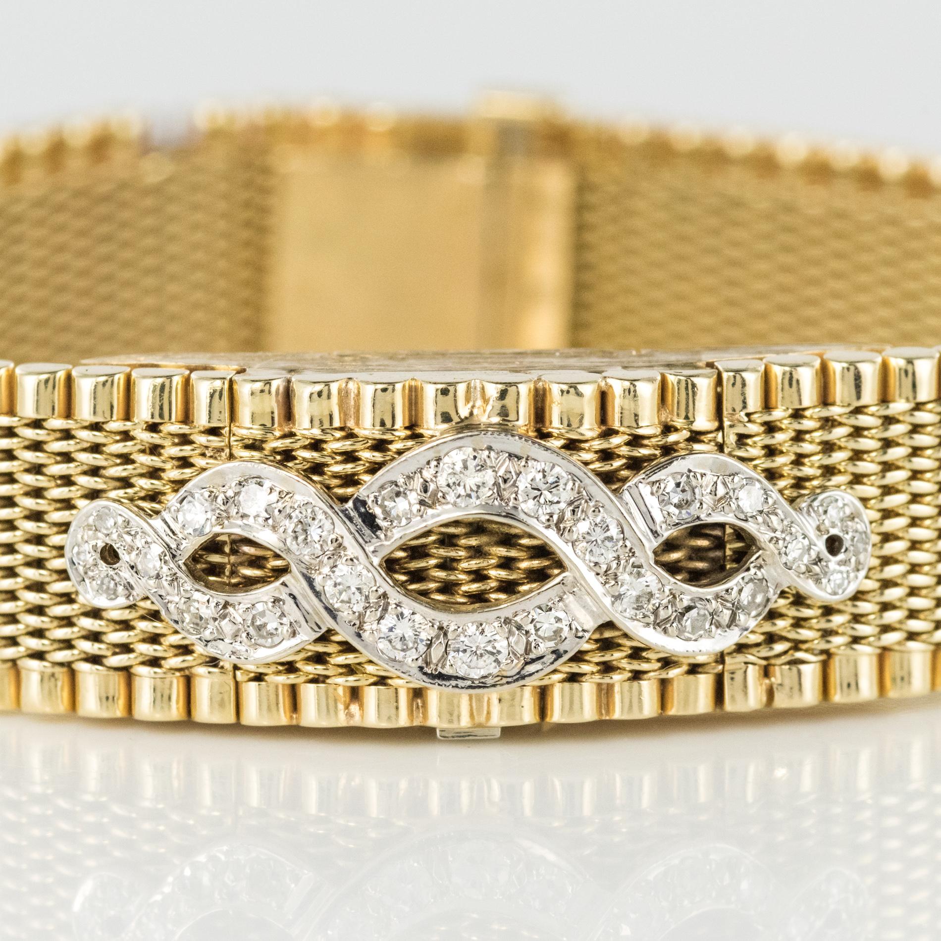 1960s Yellow Gold Diamonds Jewel Ladies Wristwatch 3