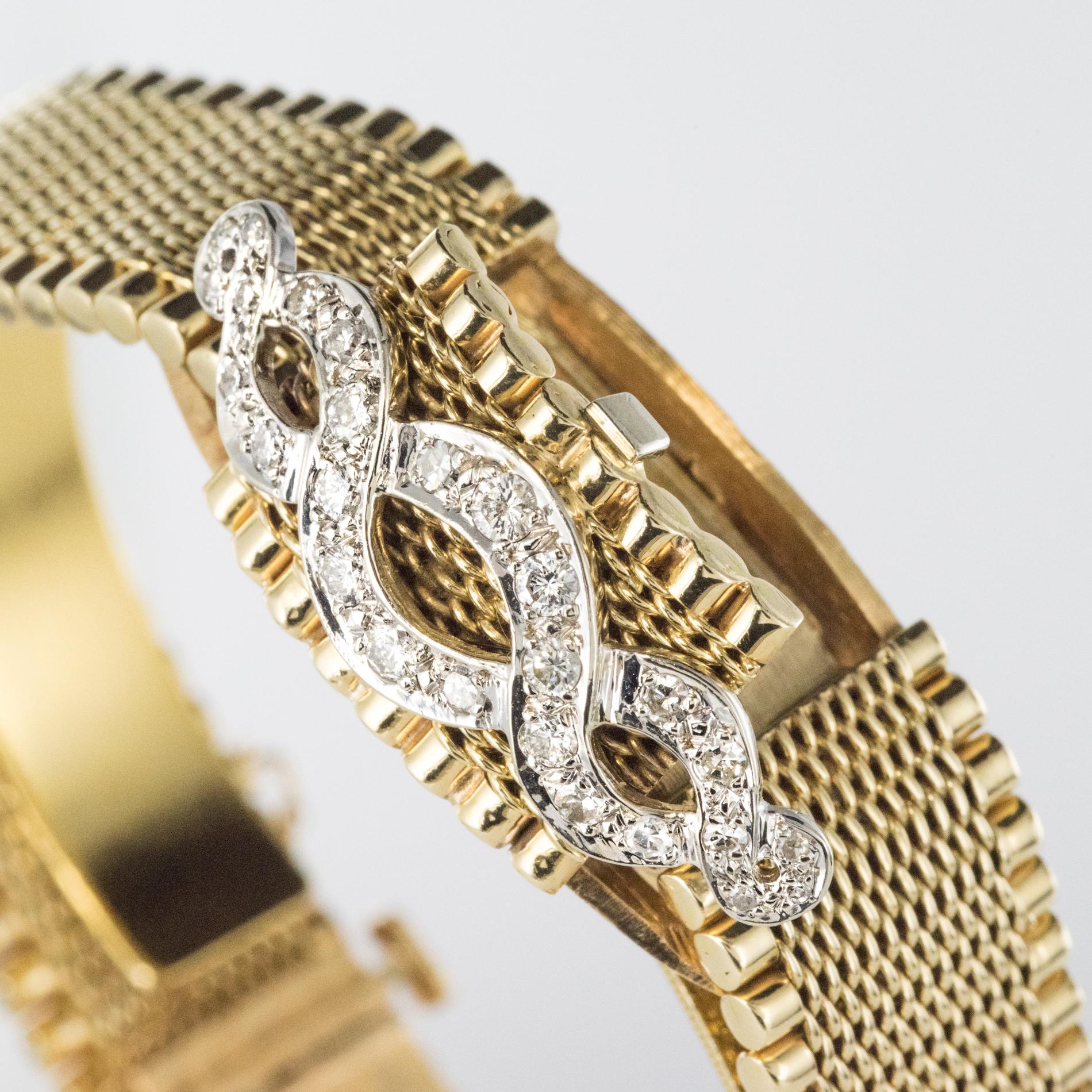 1960s Yellow Gold Diamonds Jewel Ladies Wristwatch 4