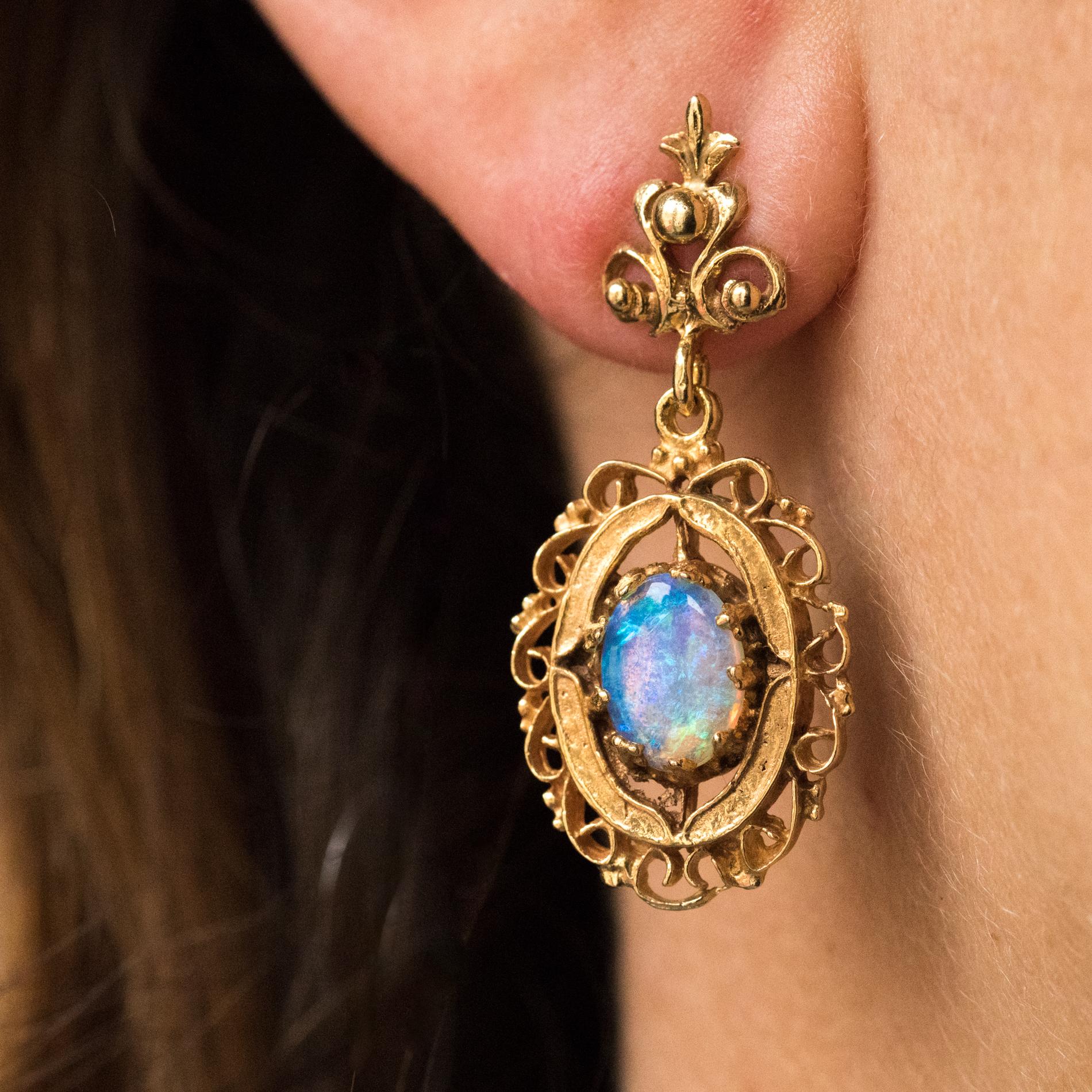 vintage gold opal earrings