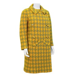 Vintage 1960s Yellow & Grey Houndstooth Suit