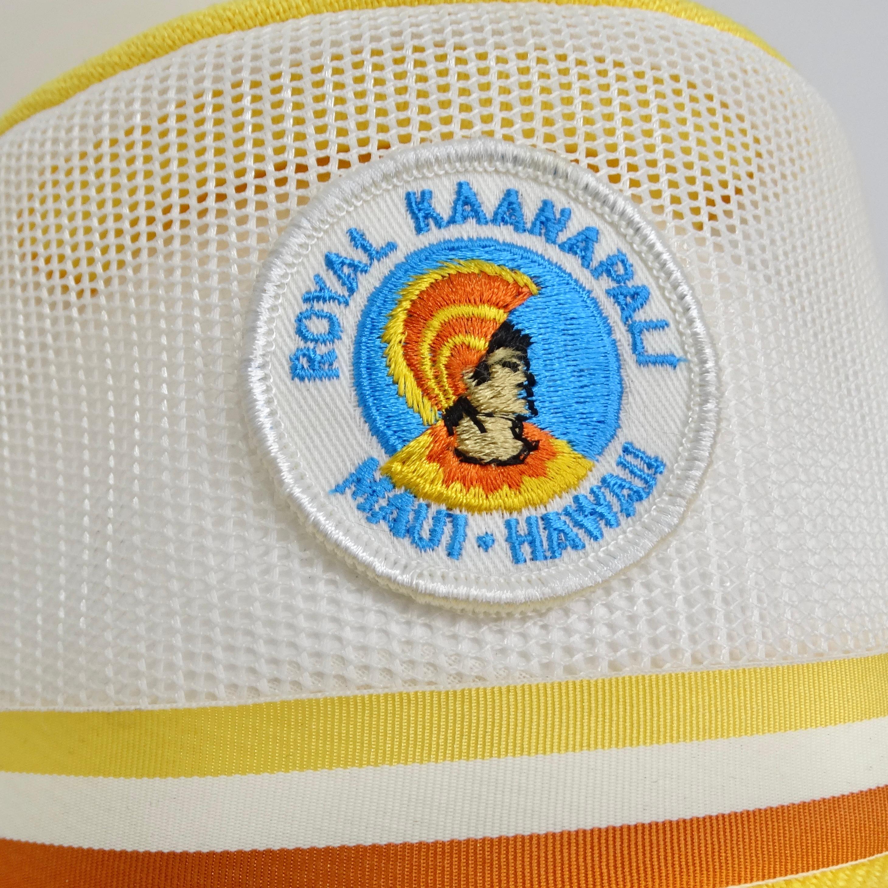 Introducing the effortlessly stylish 1960s Yellow Mesh Bucket Hat, a vintage-inspired accessory that combines fashion and functionality with a touch of nostalgia. Crafted with a wide brim, this bucket hat boasts a vibrant yellow and white design