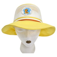 Vintage 1960s Yellow Mesh Bucket Hat