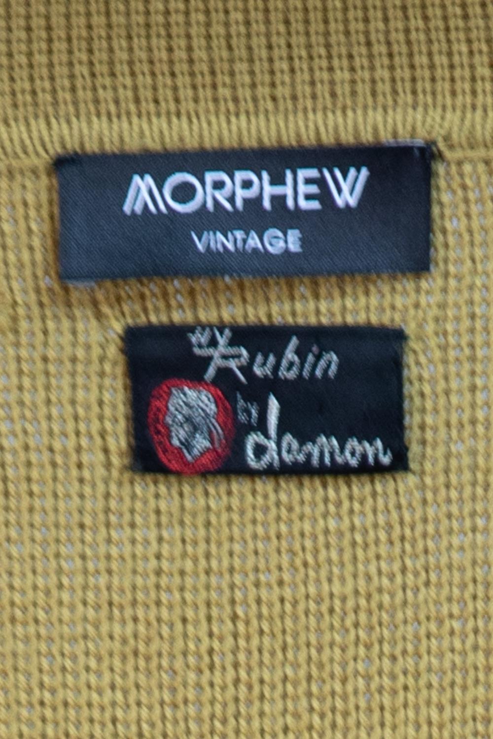1960S Yellow Ochre Wool Knit Men's Cardigan XL For Sale 6
