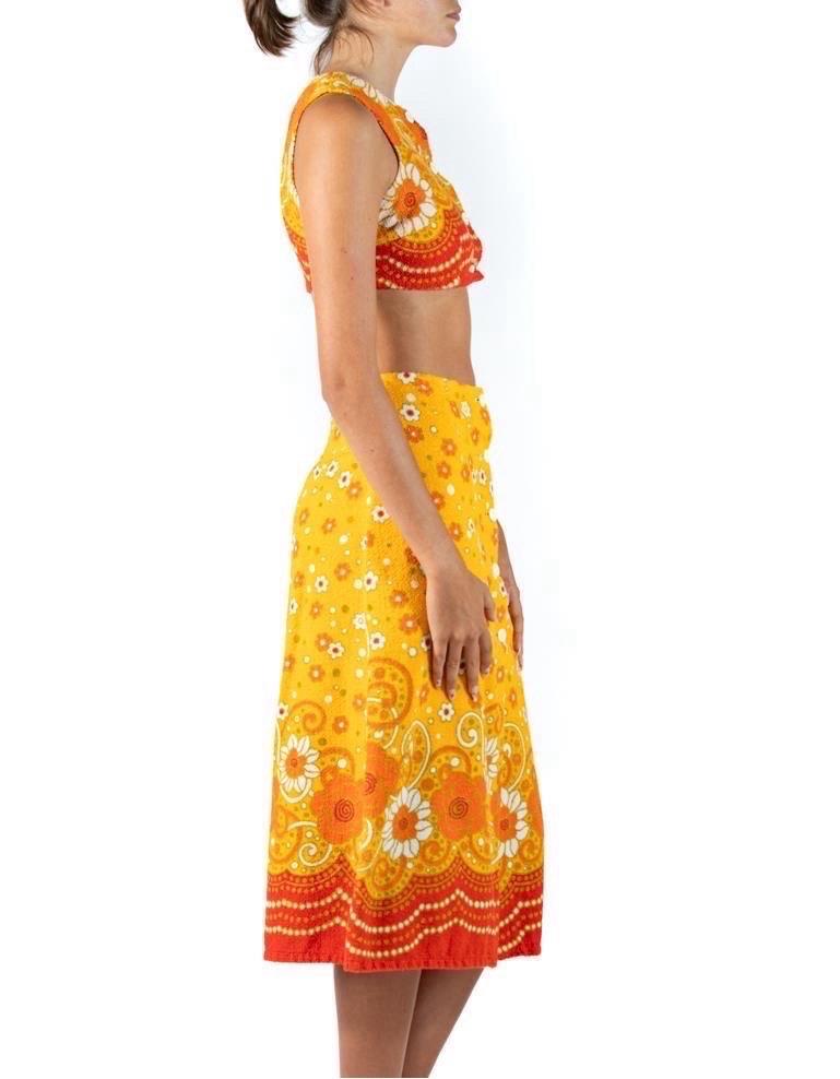 Women's 1960S Yellow & Orange Cotton Terry Cloth Ensemble For Sale