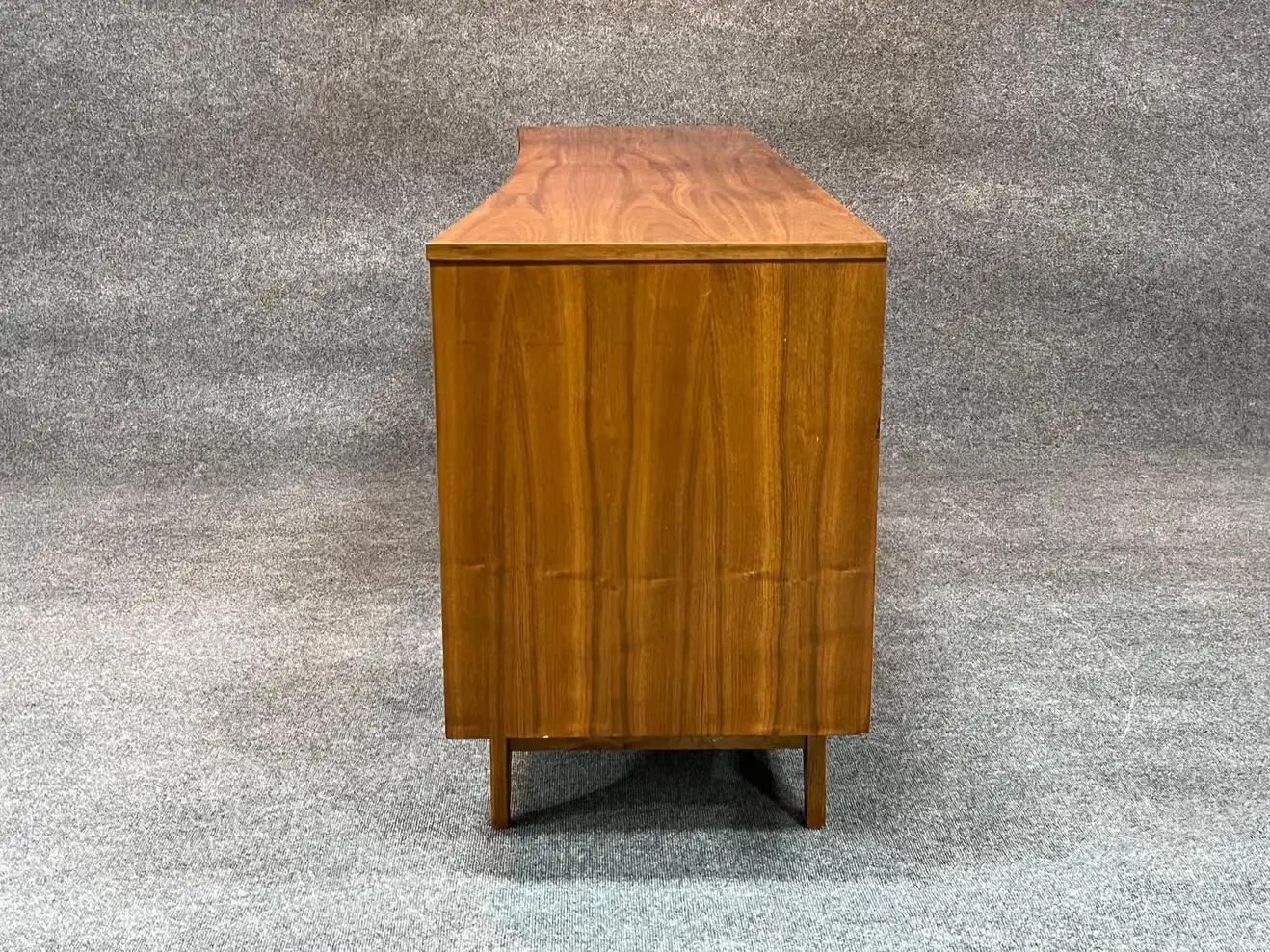 Mid-Century Modern 1960s Young Manufacturing Curved Front Walnut Chest of Drawers / Credenza