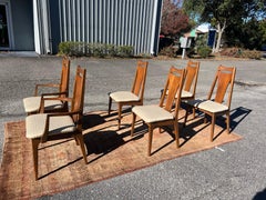 1960s Young Manufacturing Mid Century Walnut Dining Chairs - Set of 6