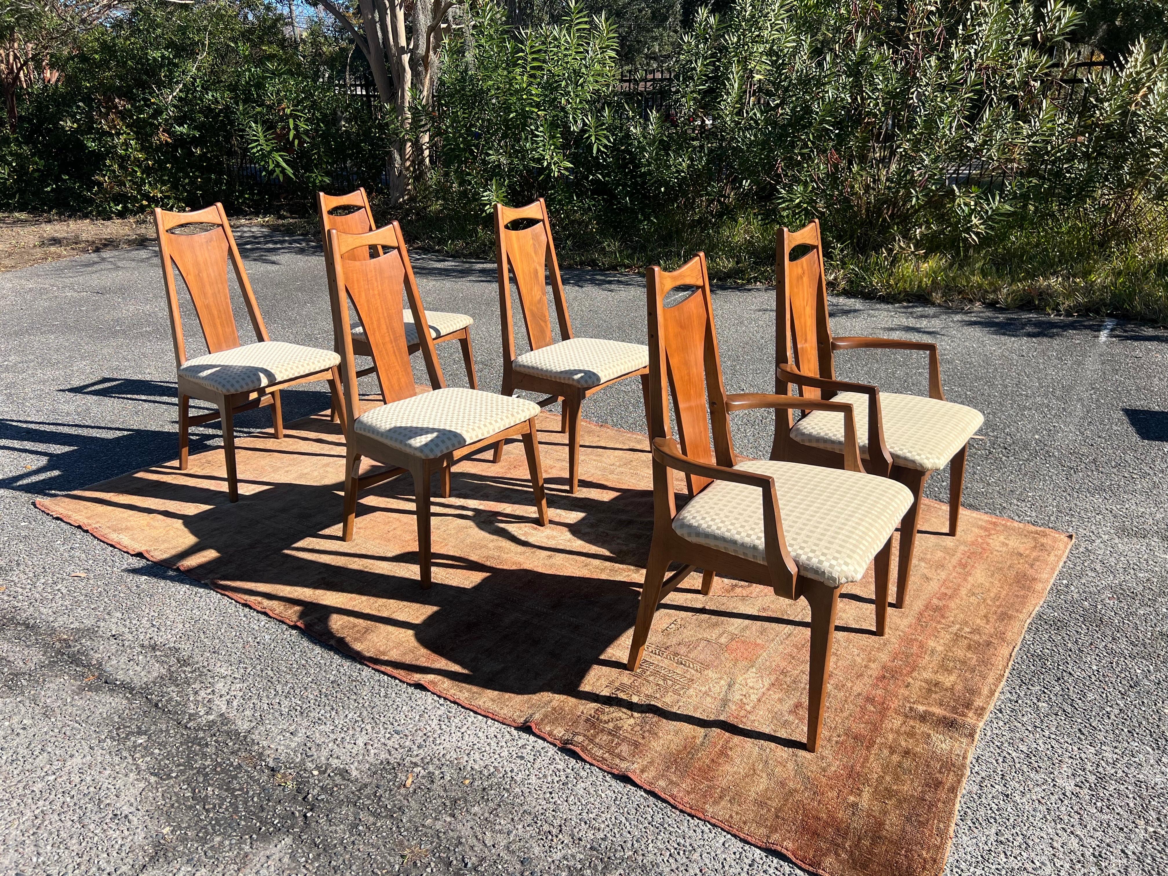 1960 Young Manufacturing Mid Century Walnut Dining Chairs - Set of 6 en vente 2