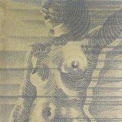 Jeune femme des années 1960 - Drawing de l'école française signé Martinez