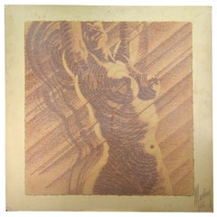 1960's Young Woman French School Drawing Signed Martinez