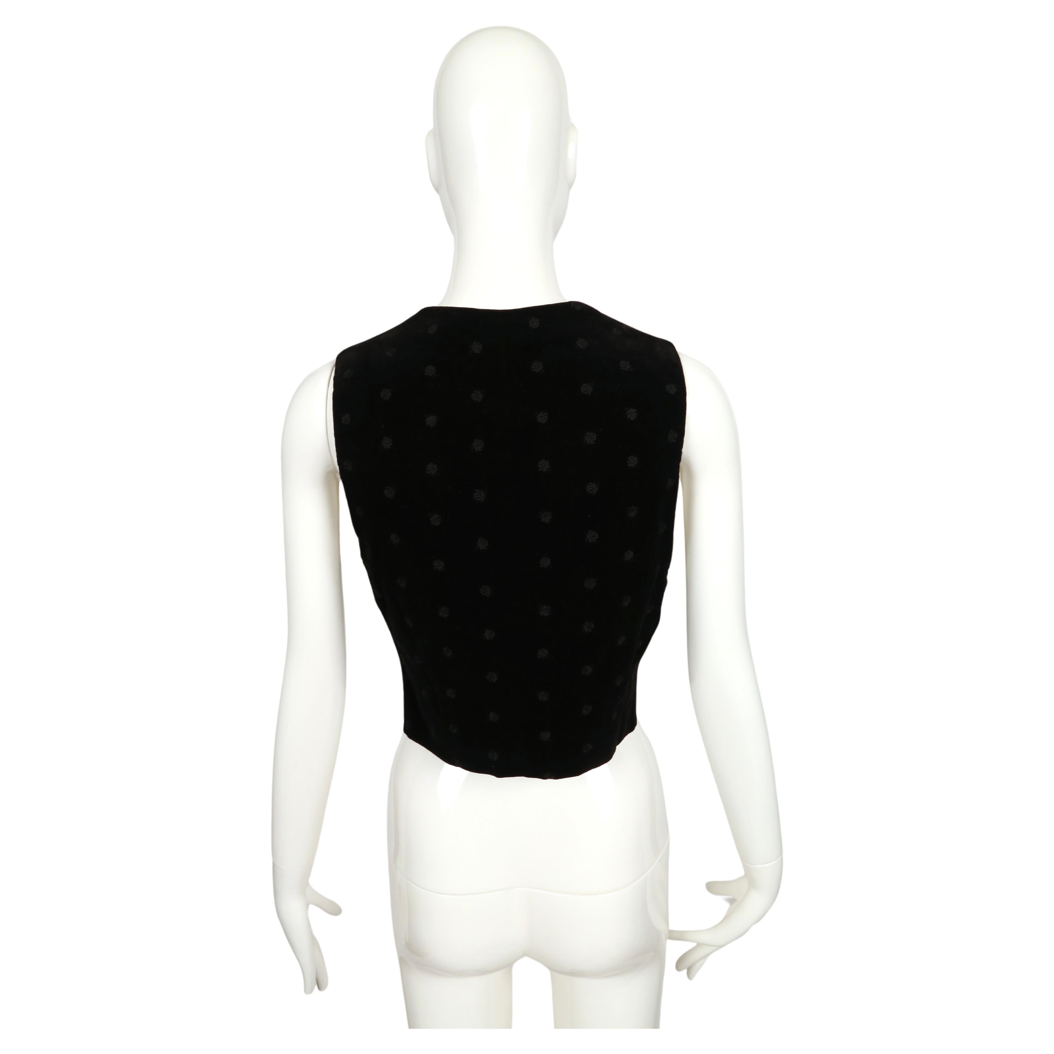 1960's YVES SAINT LAURENT black floral embroidered velvet vest 5