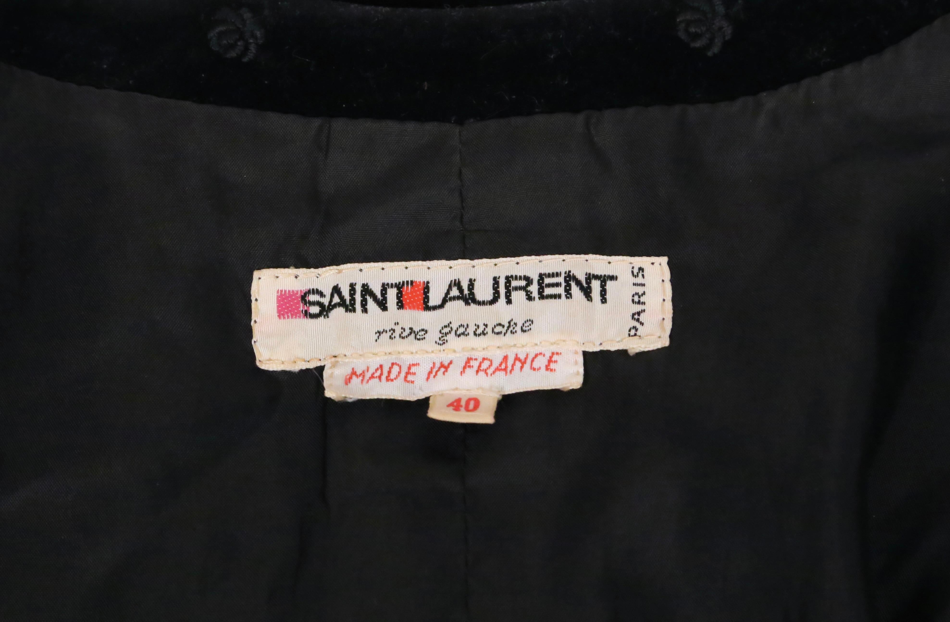 1960's YVES SAINT LAURENT black floral embroidered velvet vest 6