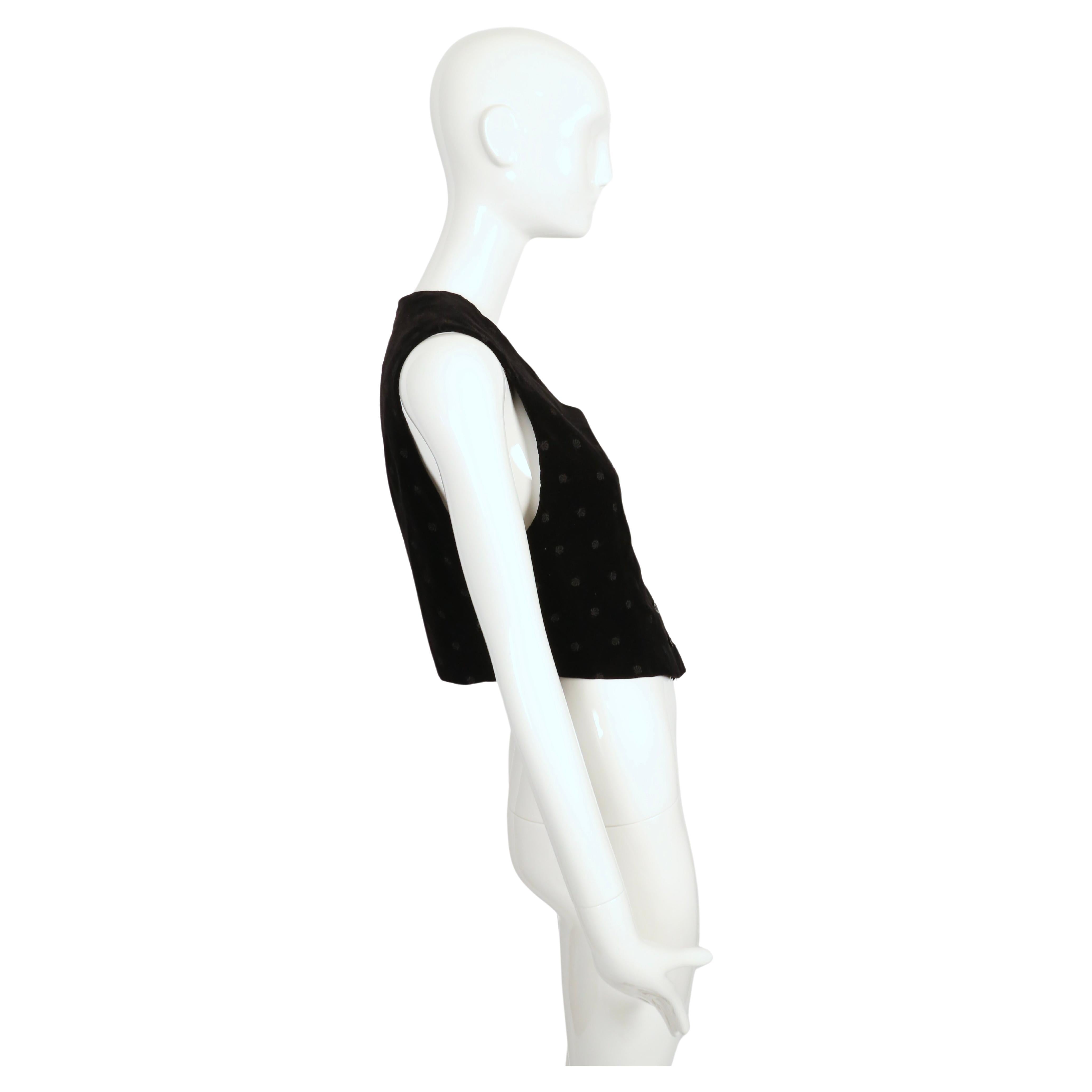 1960's YVES SAINT LAURENT black floral embroidered velvet vest 1