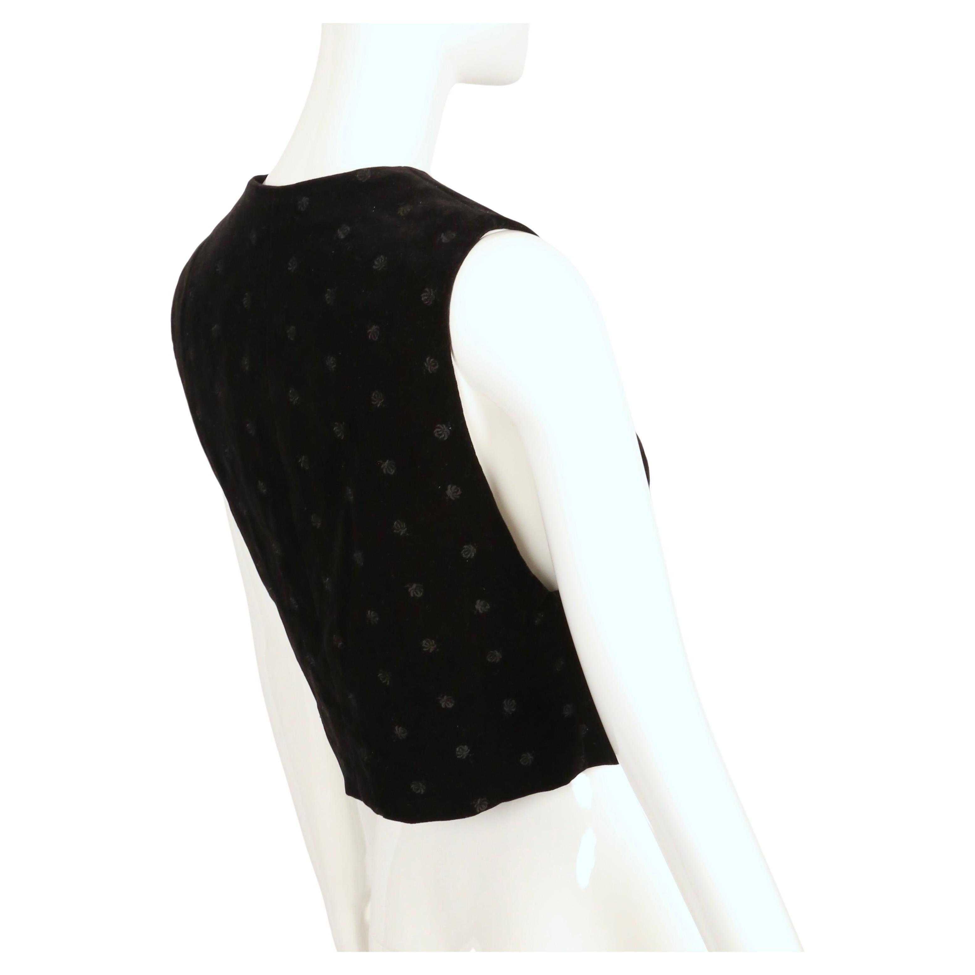 1960's YVES SAINT LAURENT black floral embroidered velvet vest 2