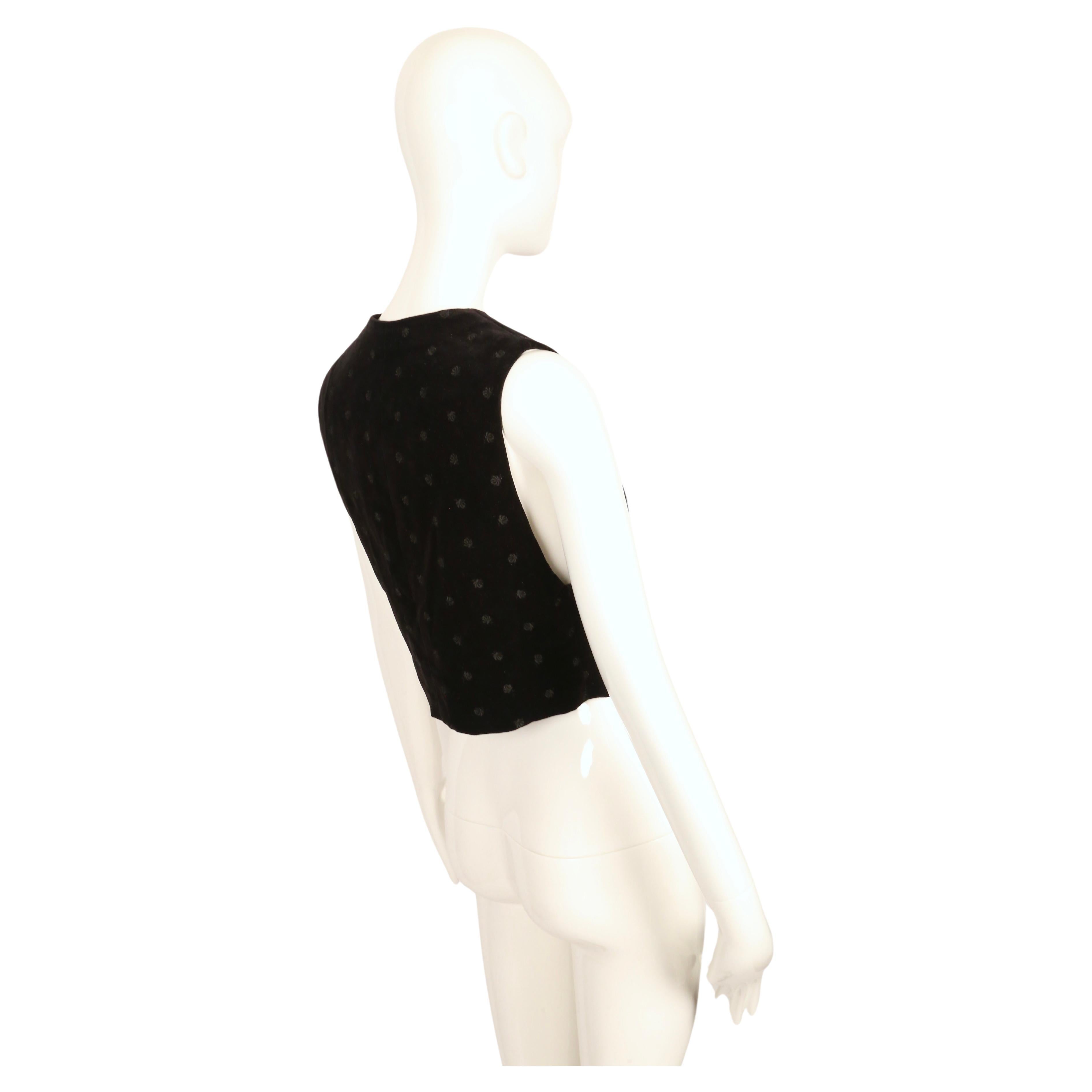 1960's YVES SAINT LAURENT black floral embroidered velvet vest 3