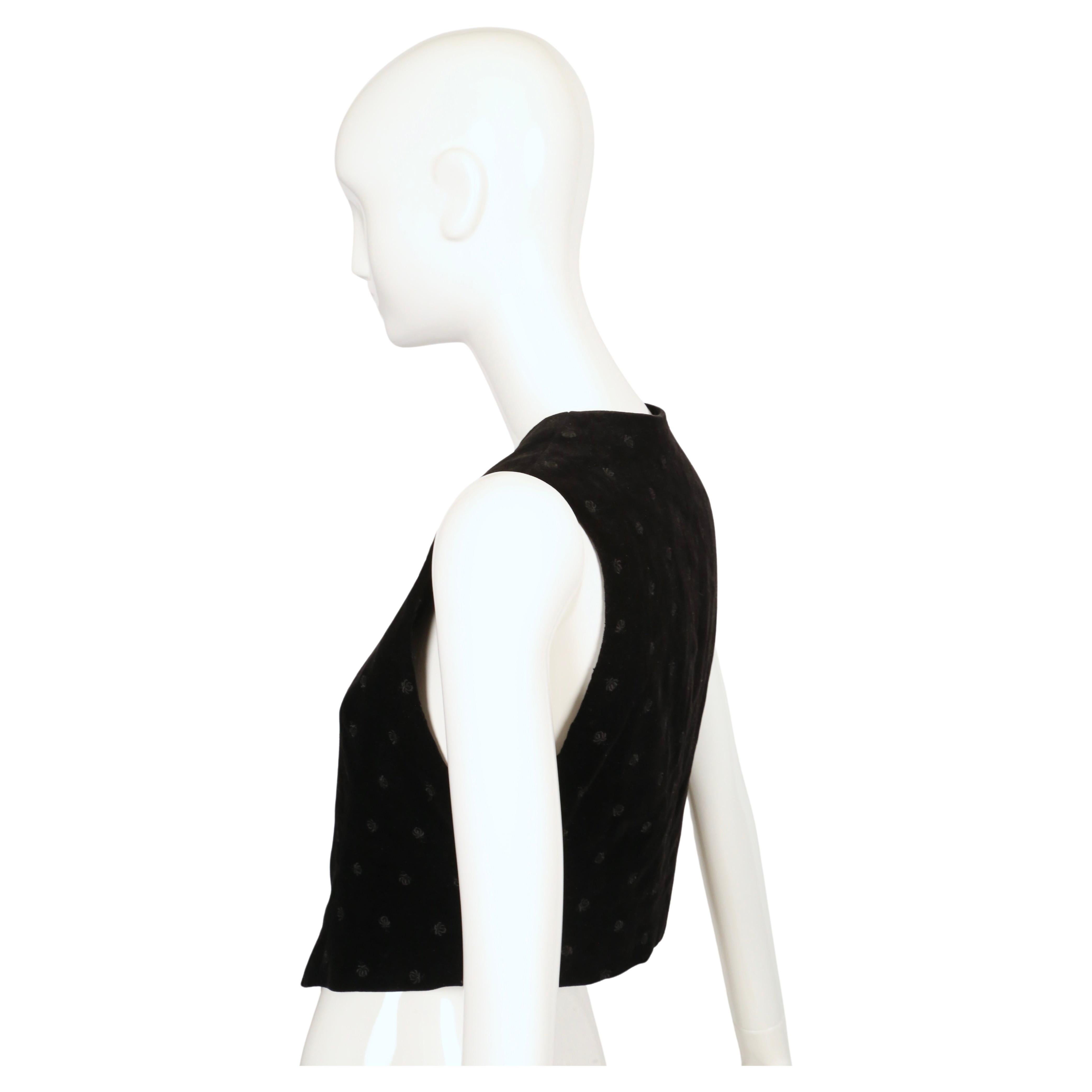 1960's YVES SAINT LAURENT black floral embroidered velvet vest 4