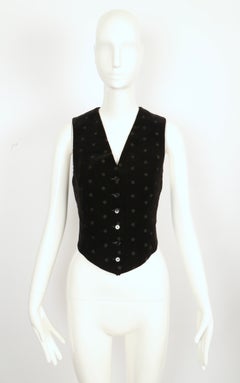 1960's YVES SAINT LAURENT black floral embroidered velvet vest