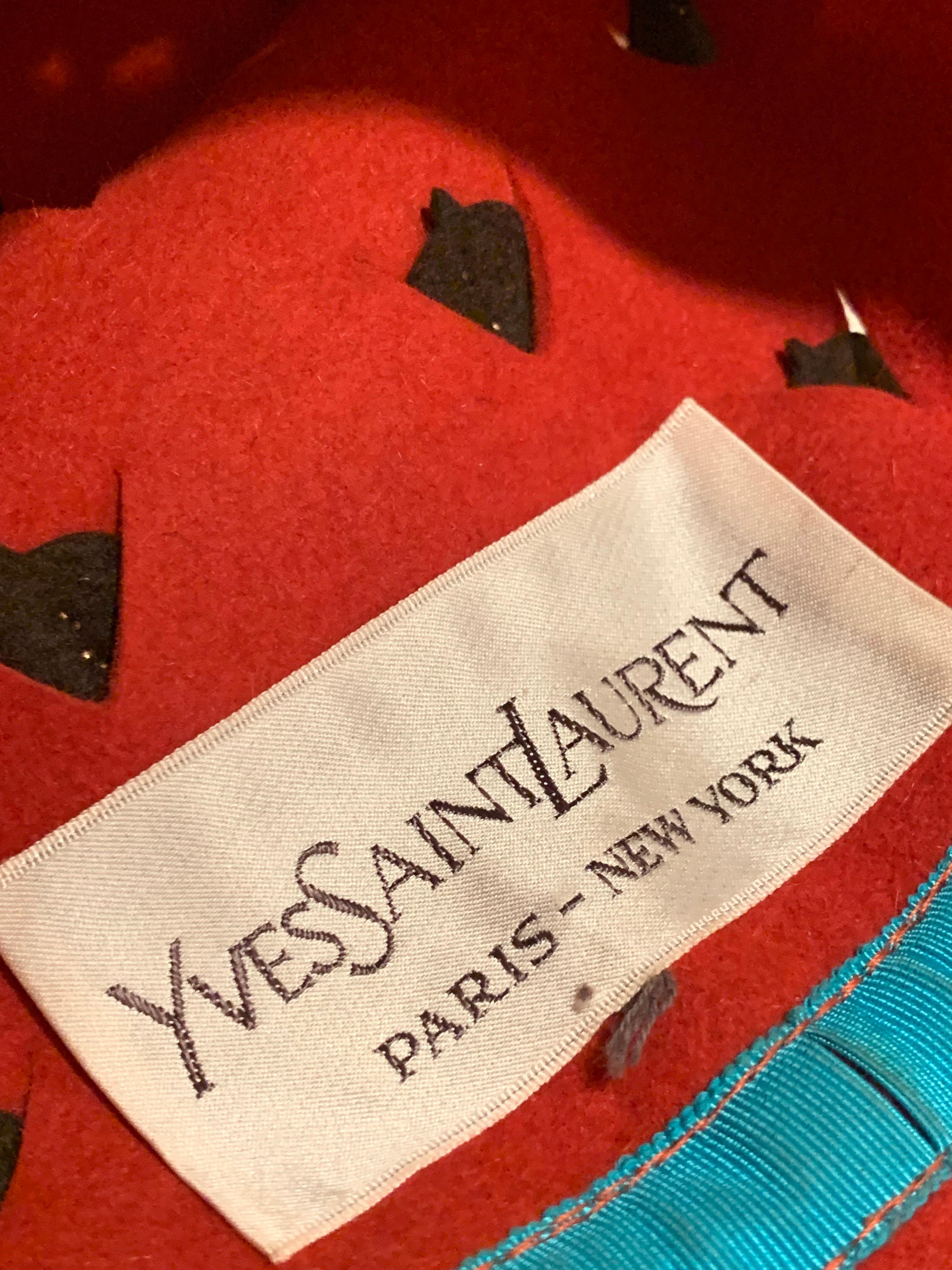 1960s Yves Saint Laurent Cinnabar Felt Bucket Hat W/ Pierced Embellishment 1
