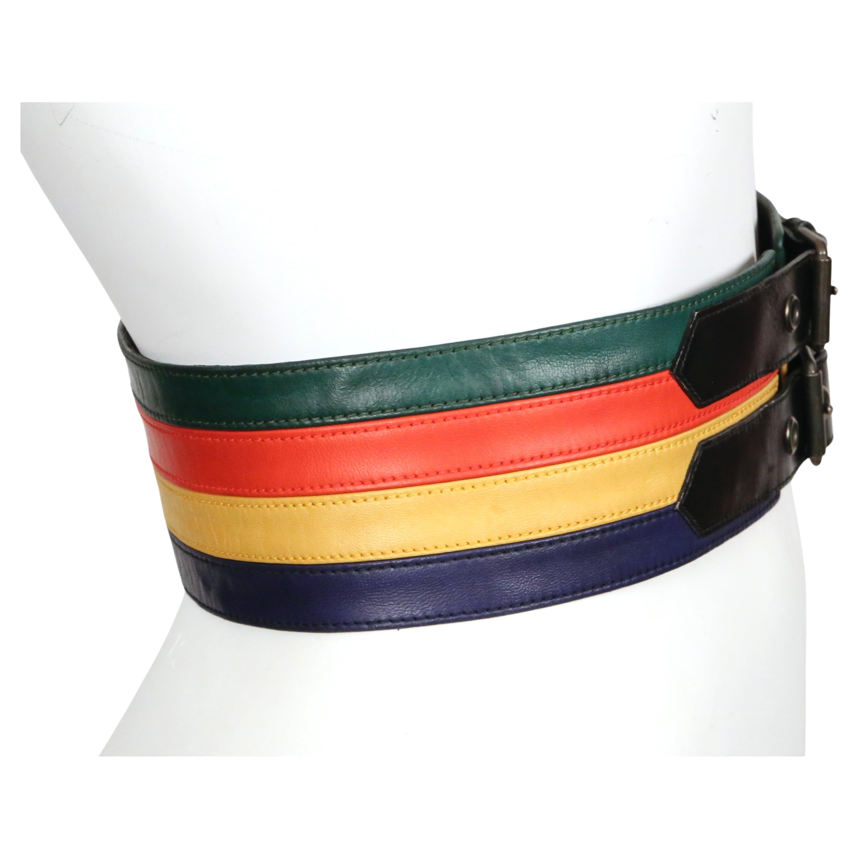 da uomo o donna Cintura in pelle colorata Yves Saint Laurent del 1960 con finiture nere in vendita