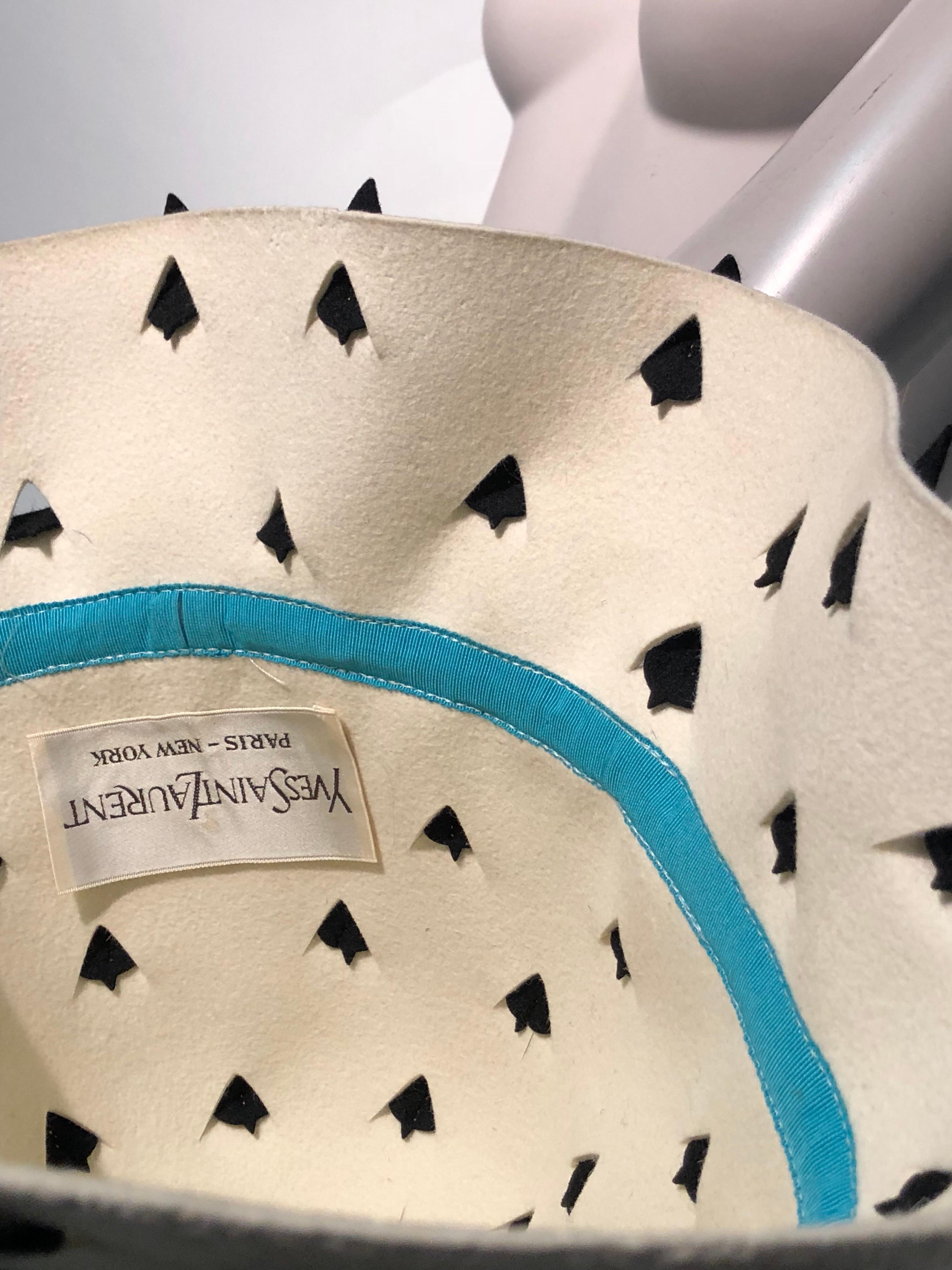 1960s Yves Saint Laurent Eggshell Felt Bucket Hat W/ Pierced Embellishment 5