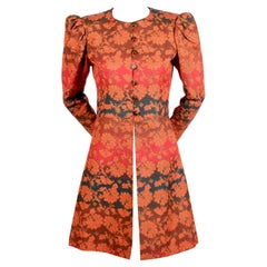 1970 YVES SAINT LAURENT gradient color floral coat with puff sleeves