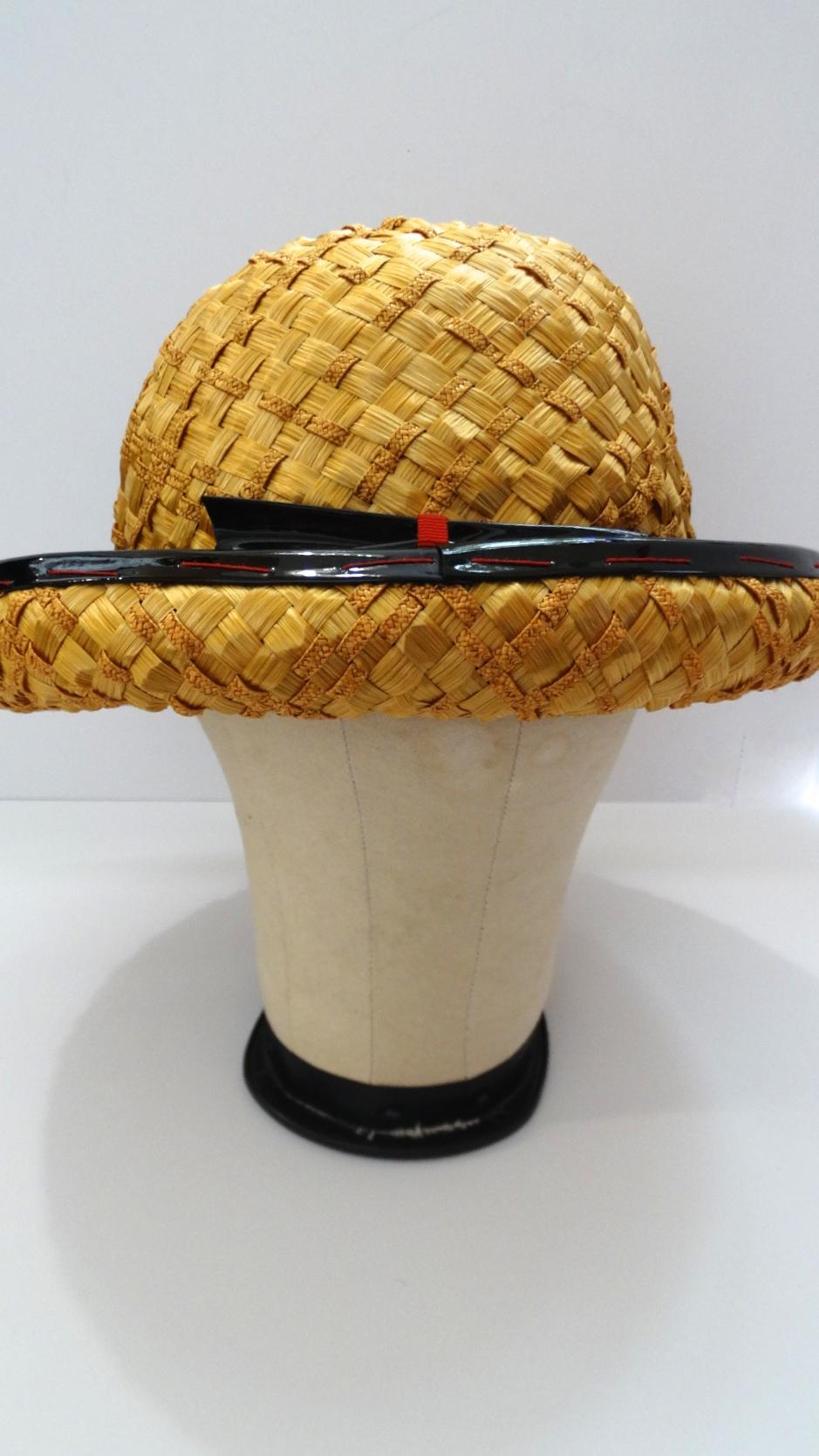 Women's or Men's Yves Saint Laurent 1960s Mixed Straw Bowler Hat 