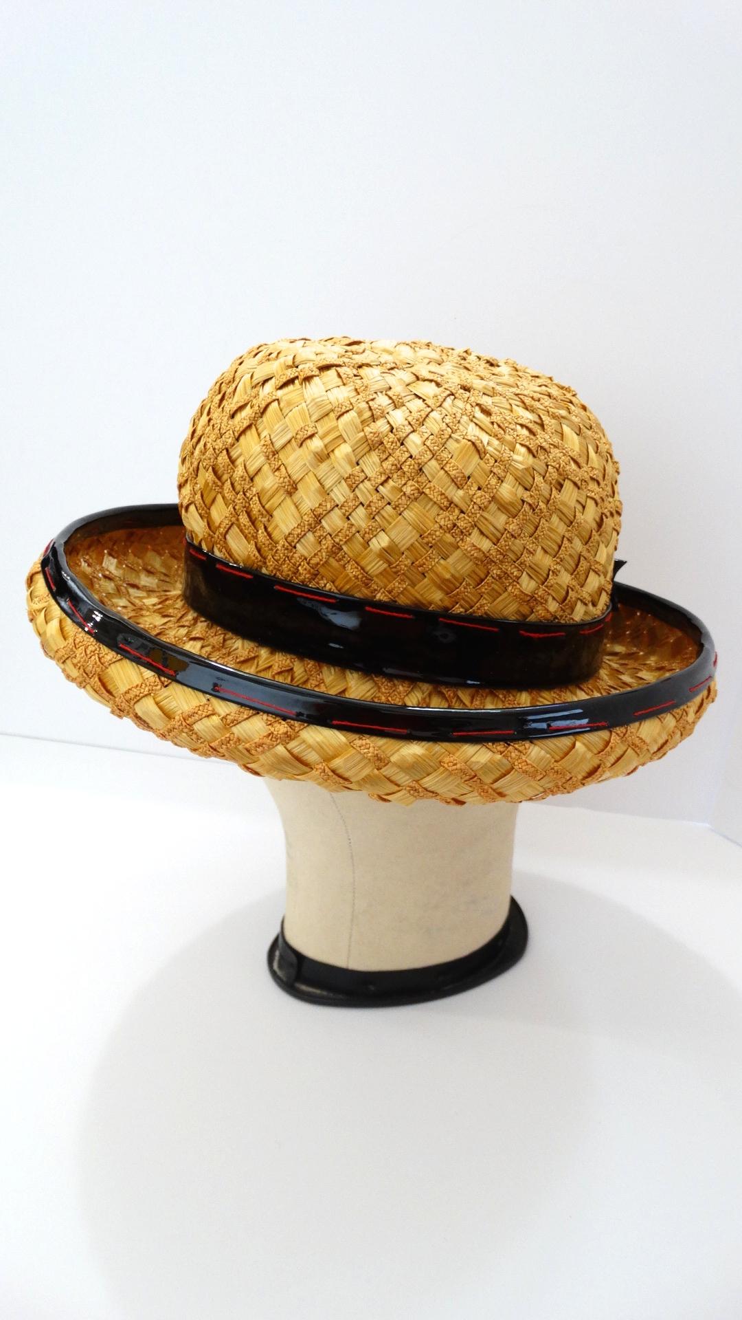 Yves Saint Laurent 1960s Mixed Straw Bowler Hat  3