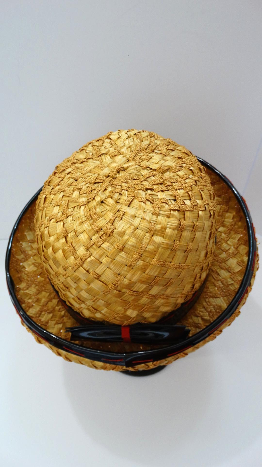 Yves Saint Laurent 1960s Mixed Straw Bowler Hat 4