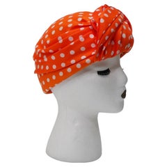 1960's Yves Saint Laurent Polka Dot Turban Style Hat 