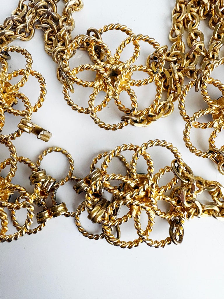 1960s Yves Saint Laurent Roger Scemama Floral Cabochon Chain  display picture 3
