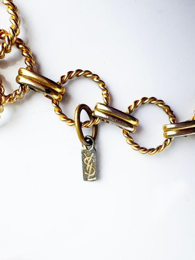 1960s Yves Saint Laurent Roger Scemama Floral Cabochon Chain  display picture 2