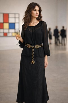 1960s Yves Saint Laurent Roger Scemama Floral Cabochon Chain Belt