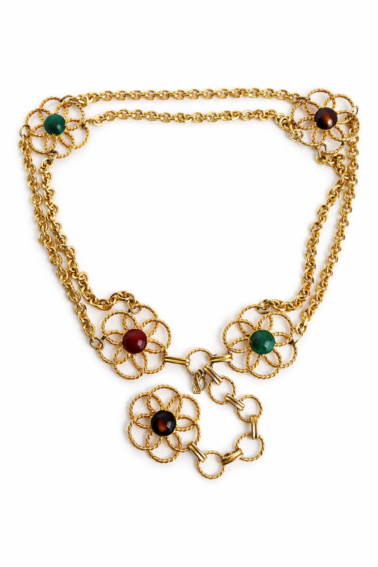 Vtg Yves Saint Laurent YSL Rose Flower Link Chain Belt Gold Tone Rive Gauche 80s Saint laurent chain yves belt - Gem main image 2