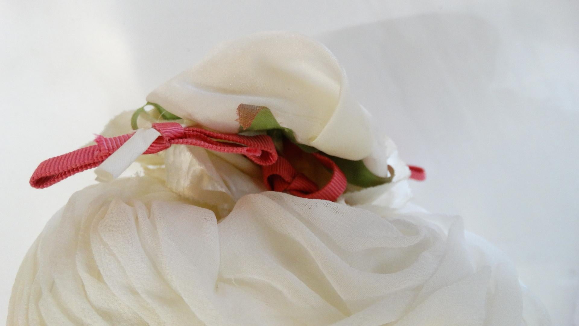 Beige Yves Saint Laurent 1960s Rose Fascinator For Sale