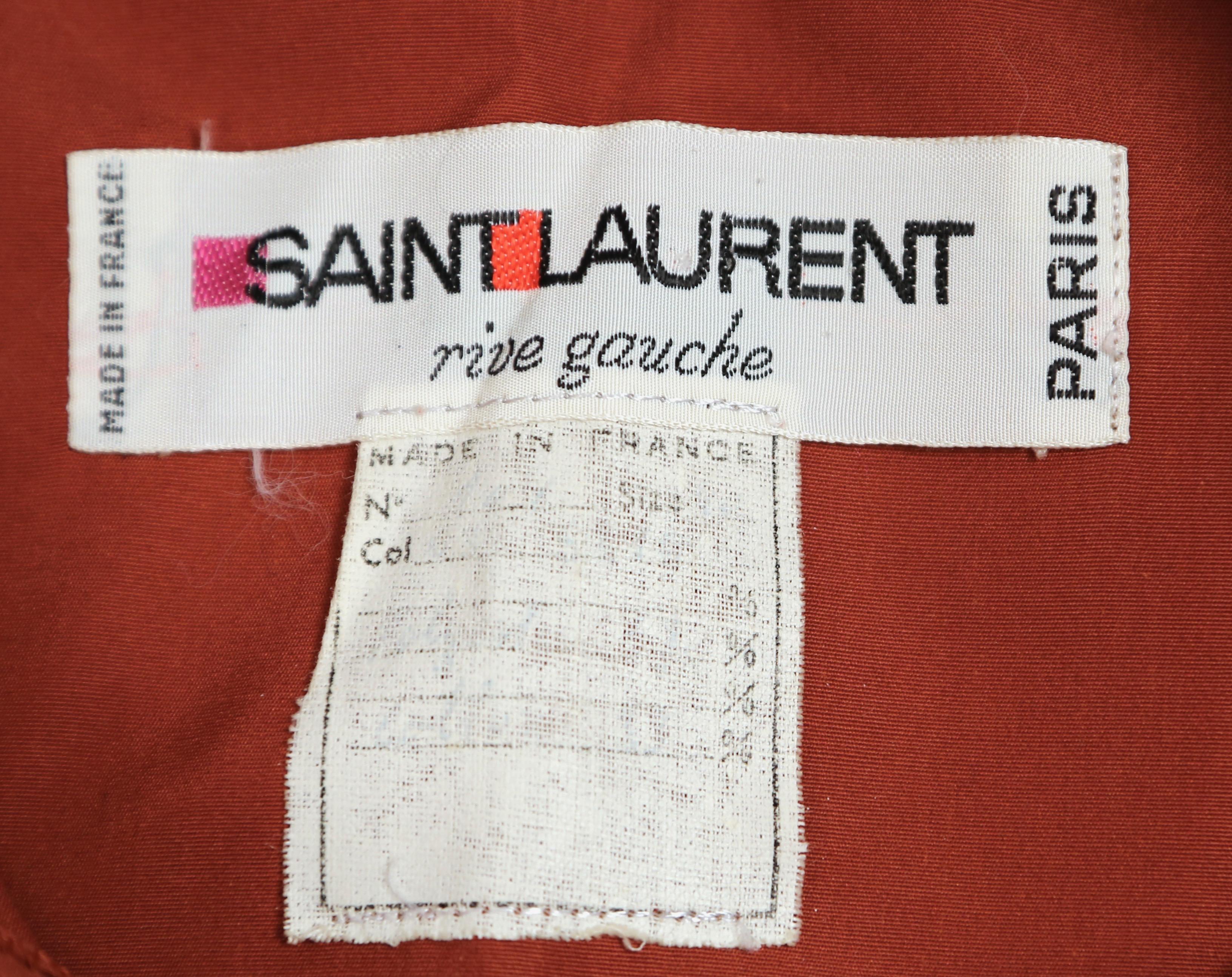 1960's YVES SAINT LAURENT rust 'saharienne' safari tunic For Sale 3