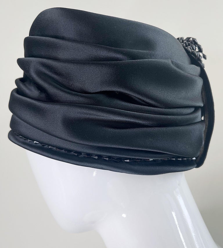 1960s Yves Saint Laurent YSL Black Silk Satin Beaded Vintage  display picture 1