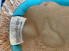 1960s Yves Saint Laurent YSL Tan Woven Raffia Vintage 60s Sombrero Cloche de paja