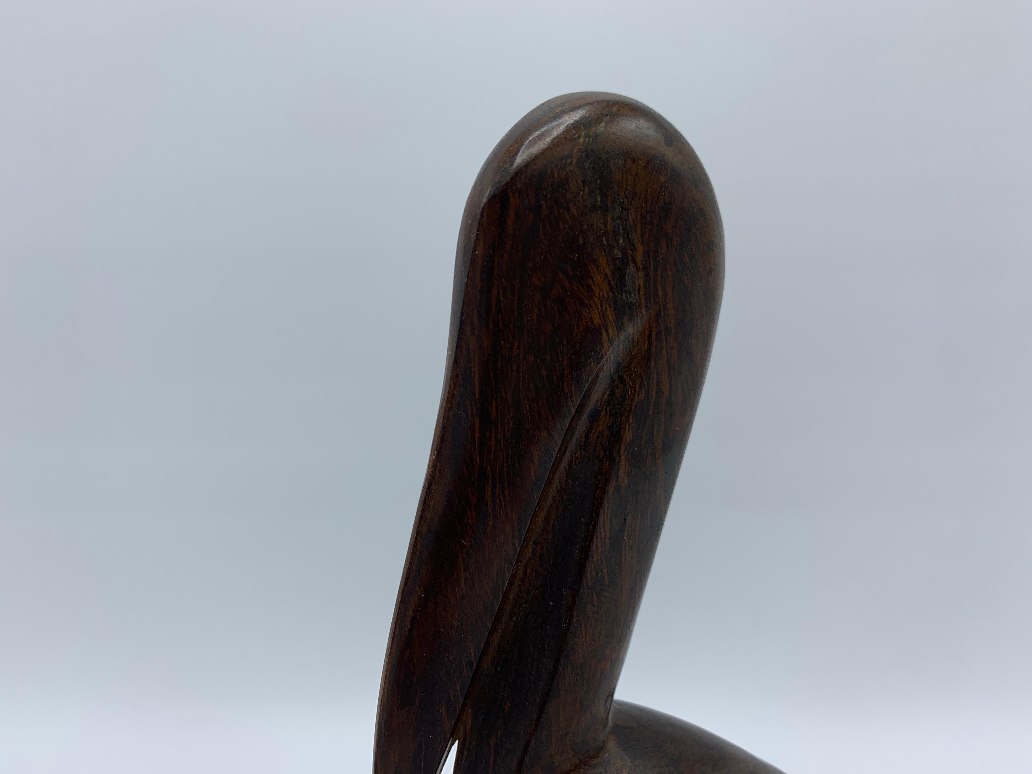 1960s Zebra Wood Pelican Sculpture In Good Condition For Sale In Richmond, VA