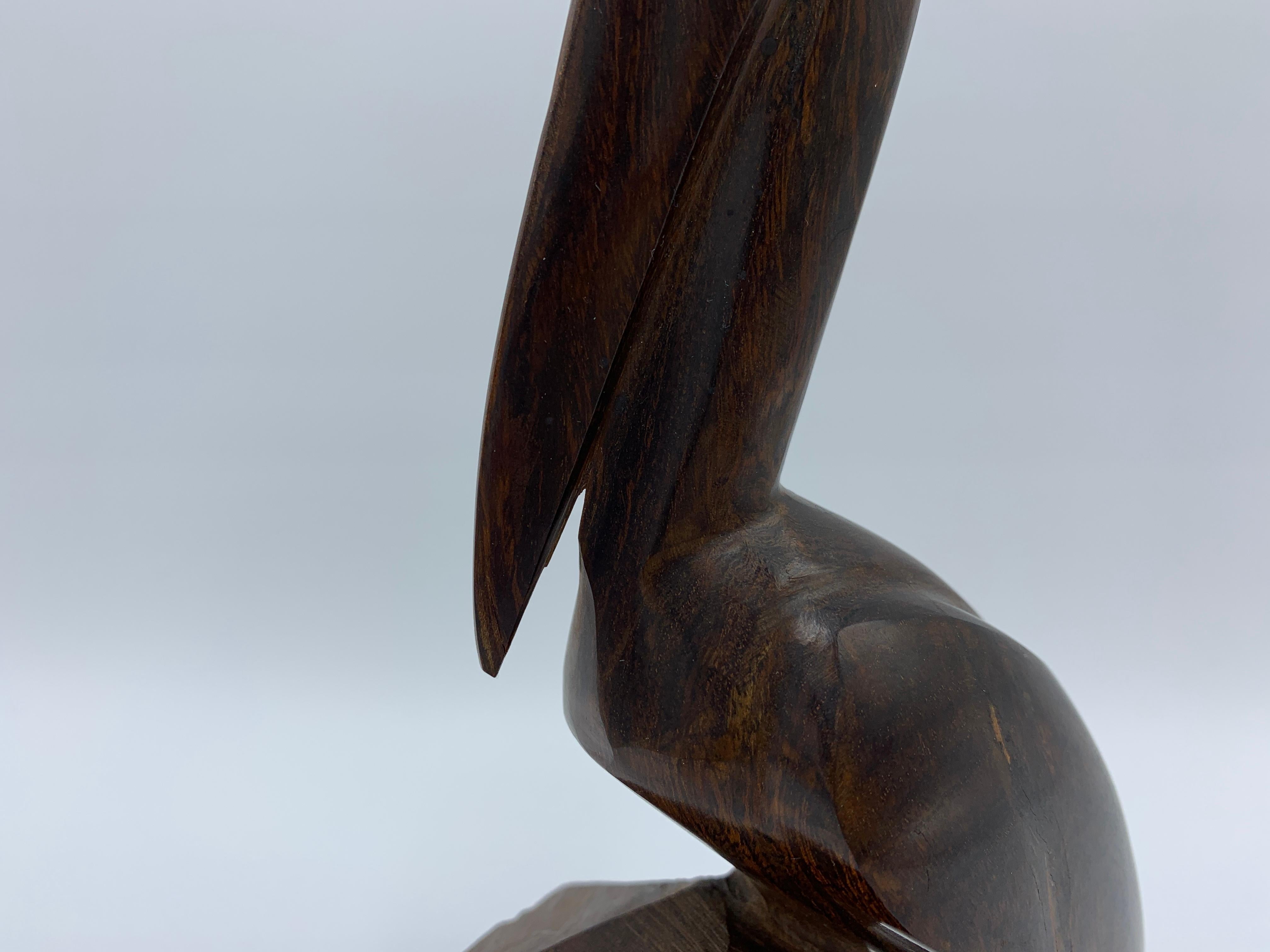 20th Century 1960s Zebra Wood Pelican Sculpture For Sale